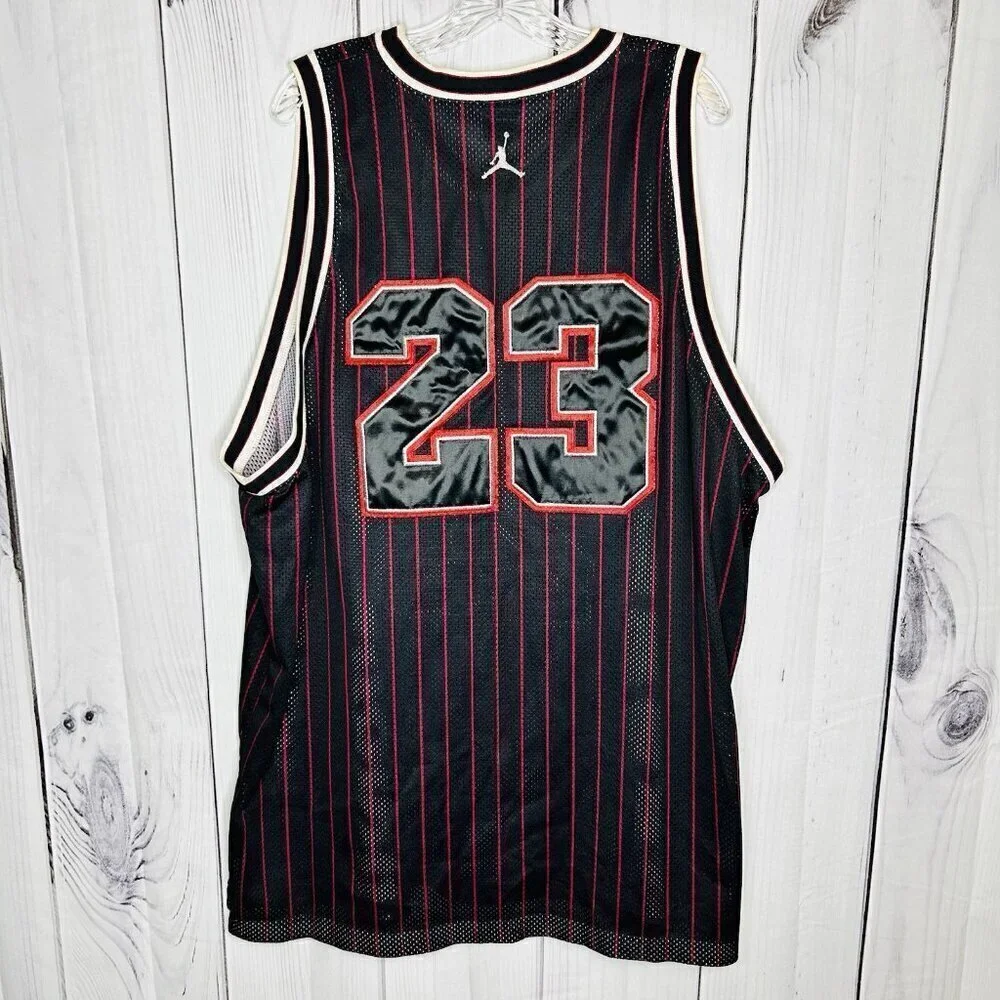 Michael Jordan #23 Jumpman Basketball Jersey Sz 3XL Fully Stitched Black Red